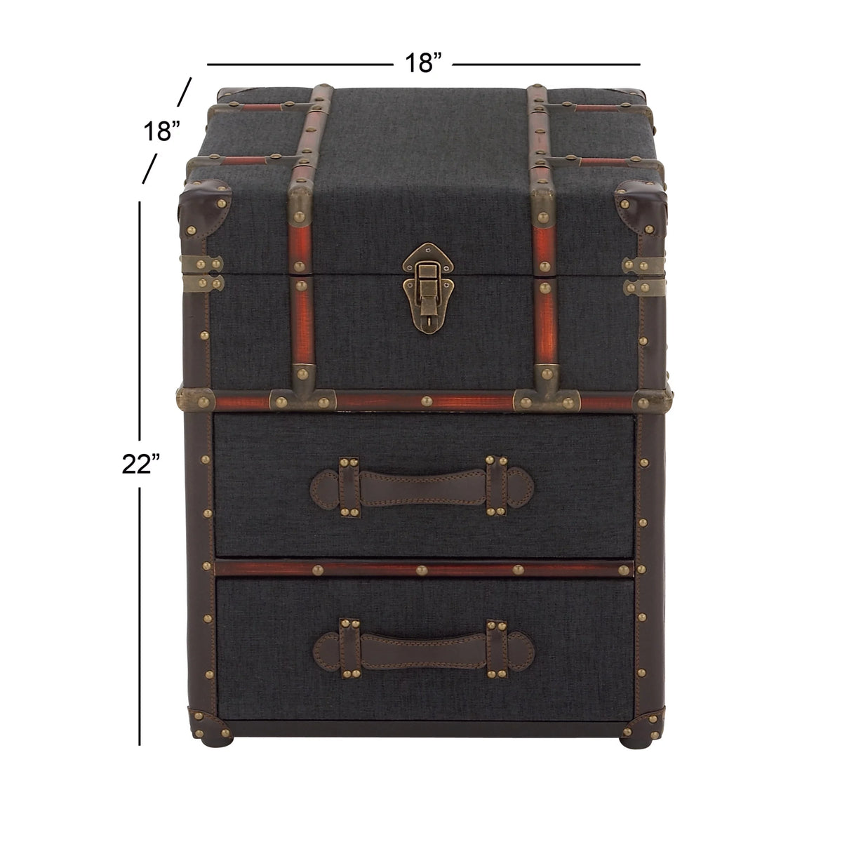 Brown Traditional Wood Storage Trunk Chest J8536