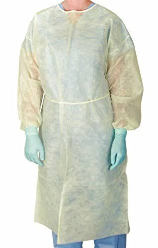 Lightweight Disposable Isolation Gown Yellow Pack of 50 K30615