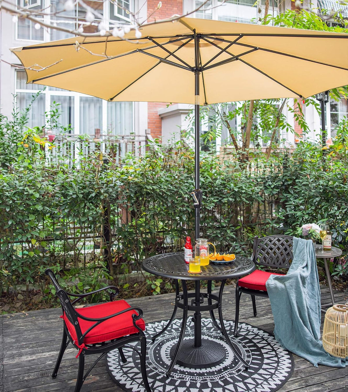 36 Inch Cast Aluminum Round Patio Table with Umbrella Hole L487