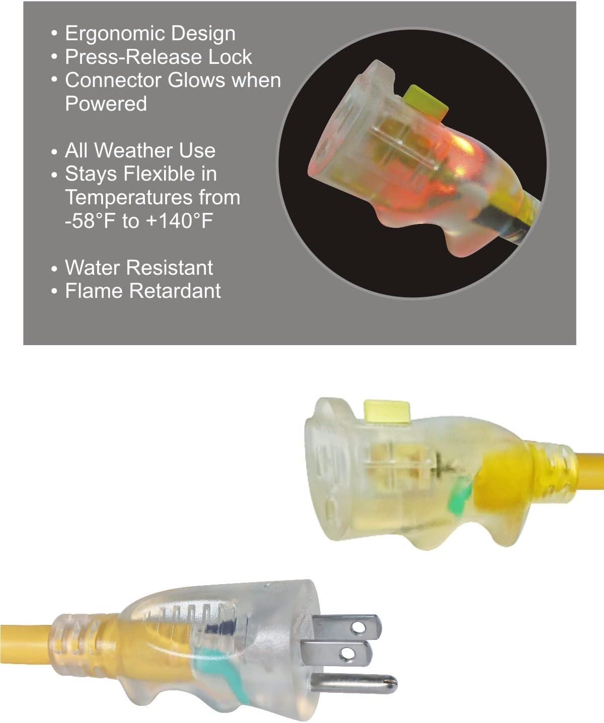 Yellow 100ft Heavy-Duty Cold Weather Cord I652470