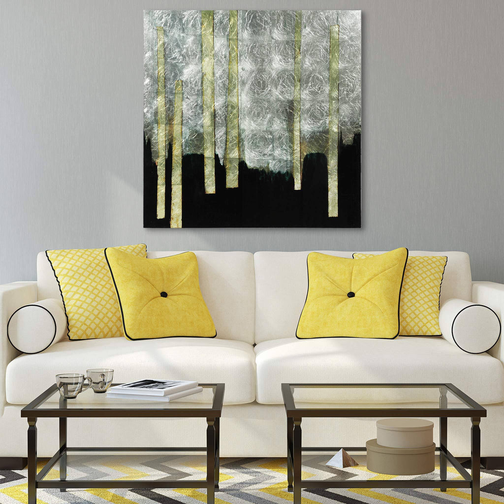 Printed Tempered Glass Art with Silver Leaf X424767