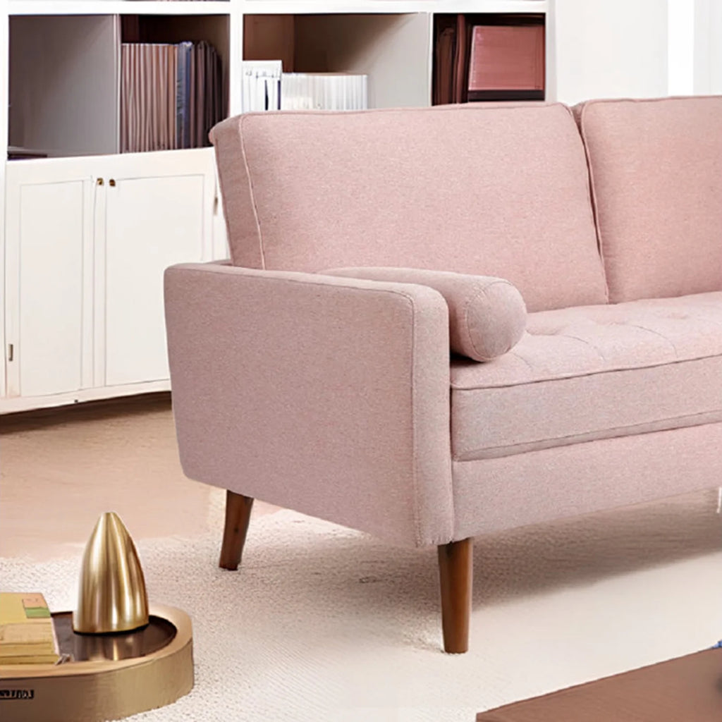 Pink Linen 2 Seater Sofa with 2 Pillows D487333