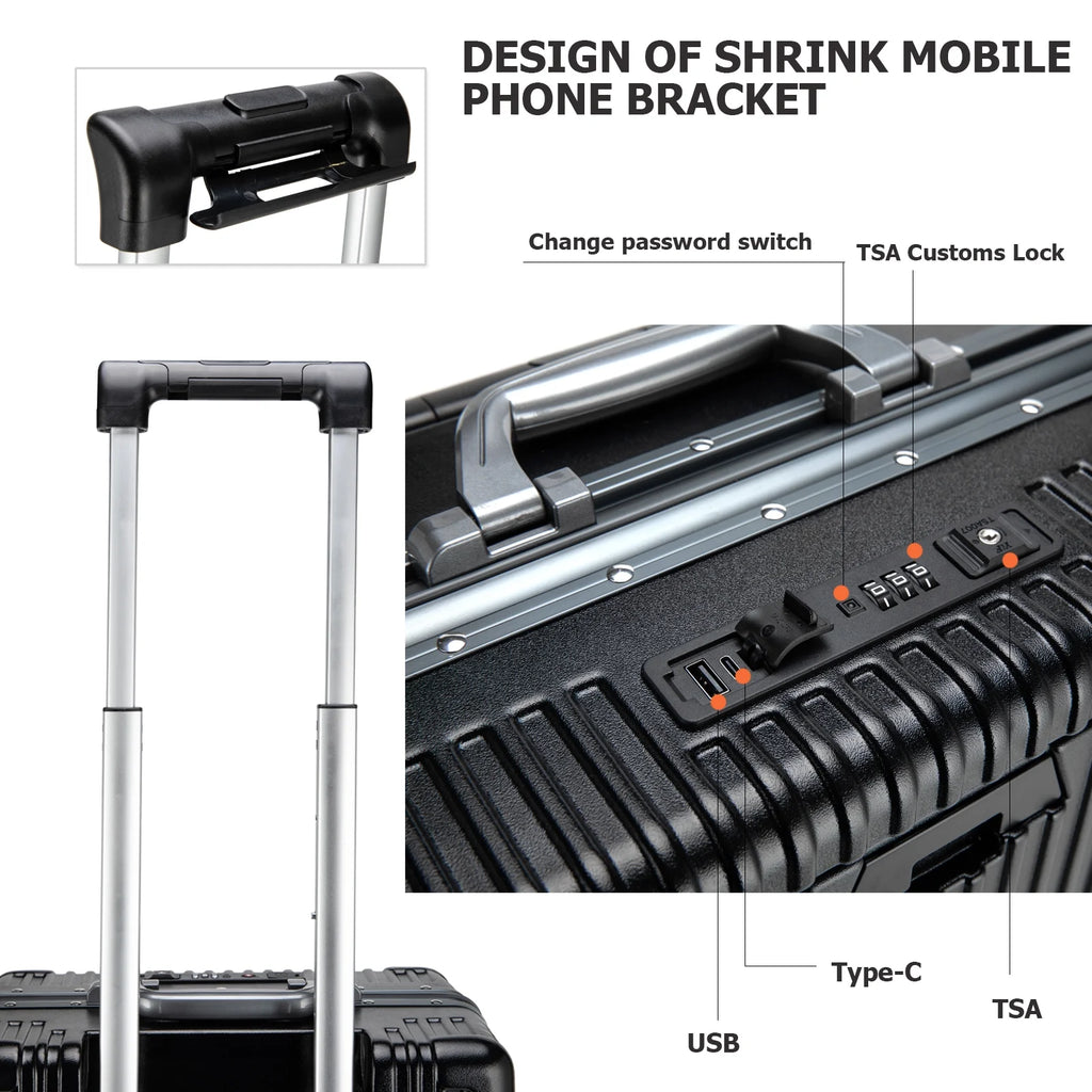 Aluminium Frame Hardside Expandable Spinner Wheel Luggage S4354