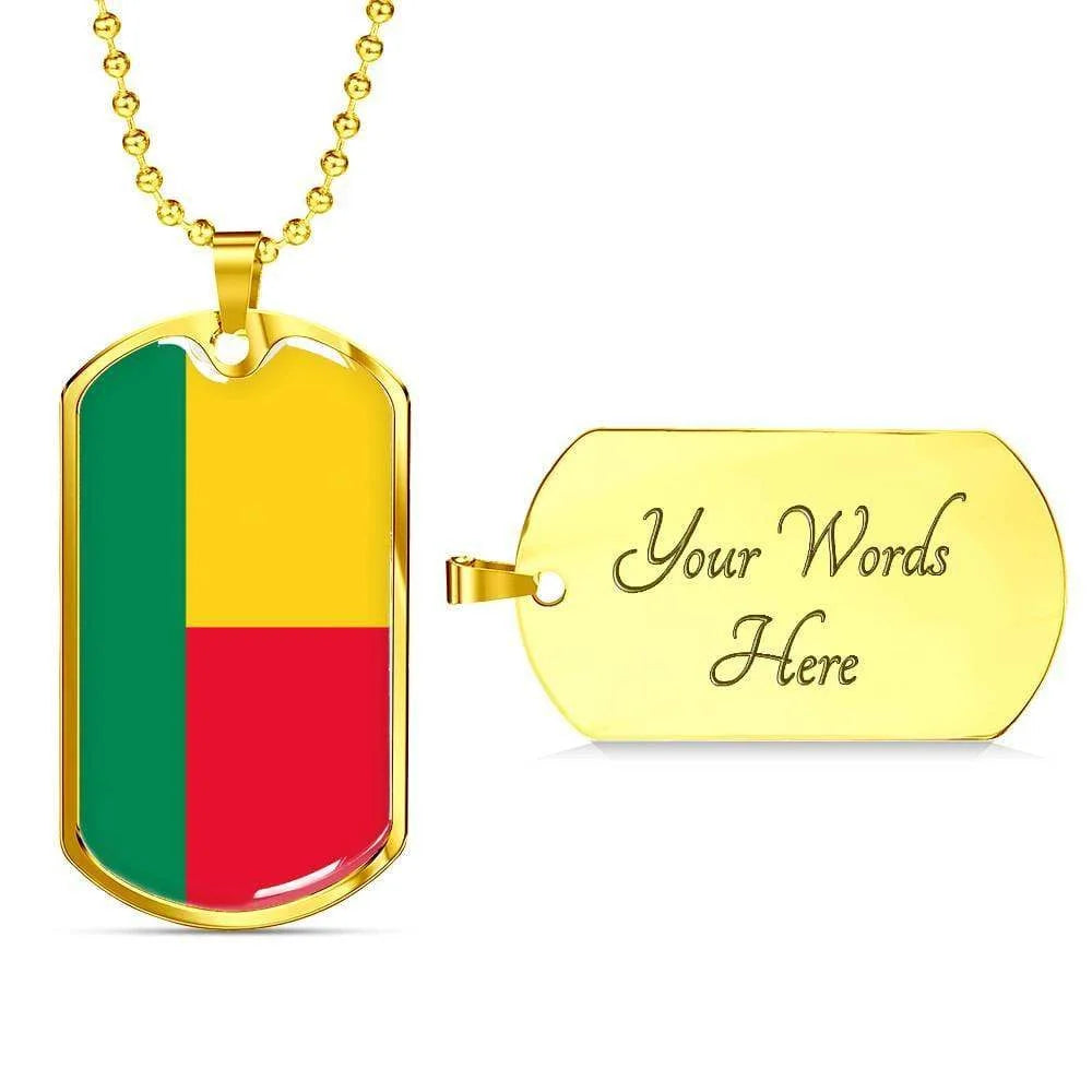 Stainless Steel or 18k Gold Dog Tag Necklace A4110