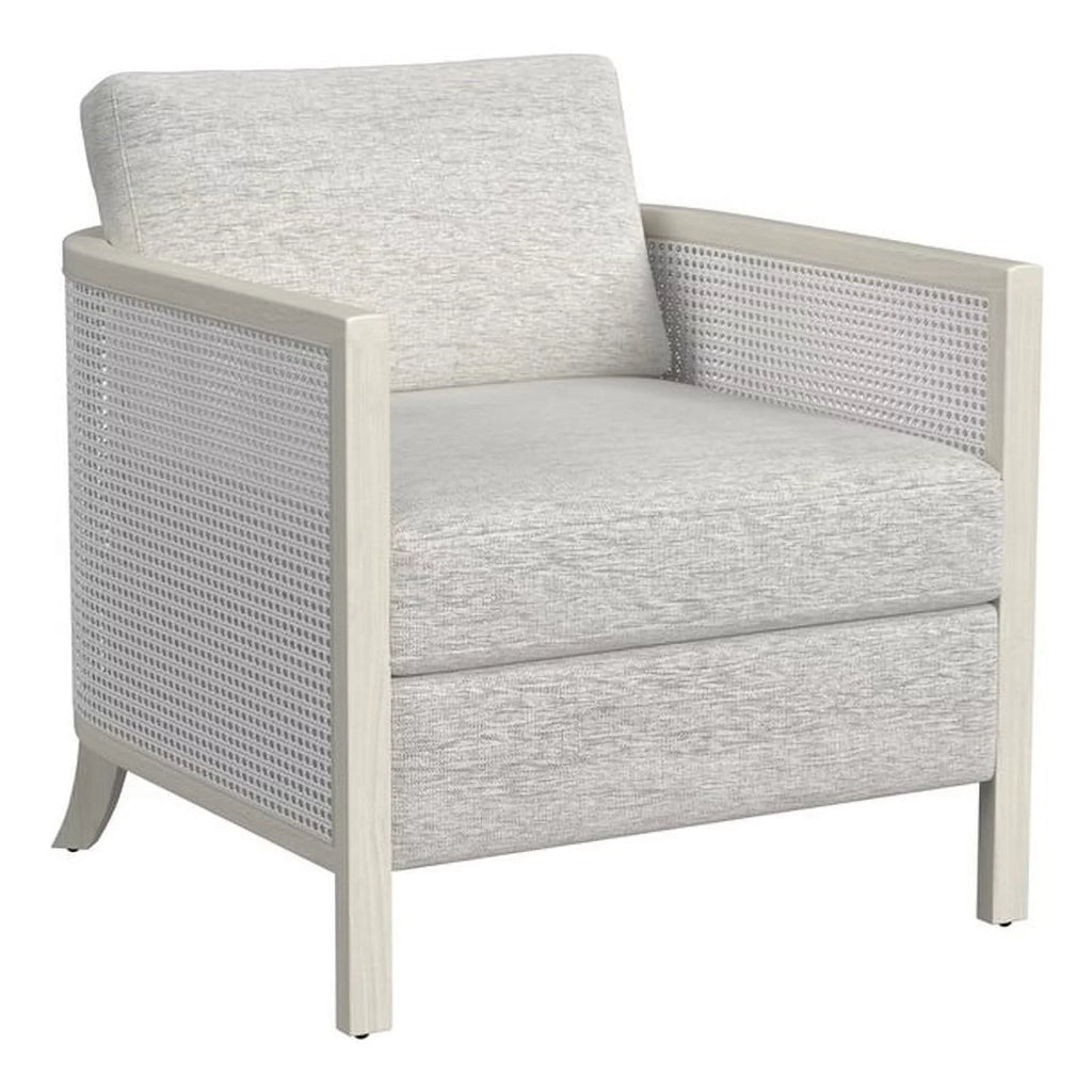 Hand Brushed White Wood and Fabric Accent Chair W290825