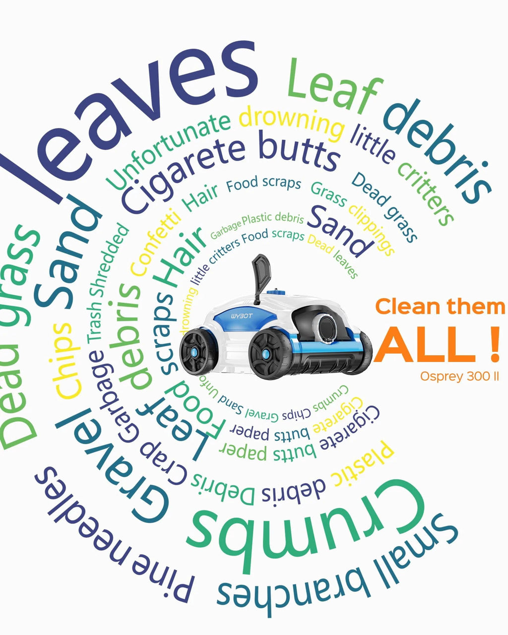 Cordless Robotic Pool Cleaner 45W 130Mins Black and Blue Y157