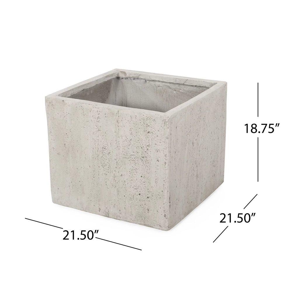 White Cast Stone Square Planter V472