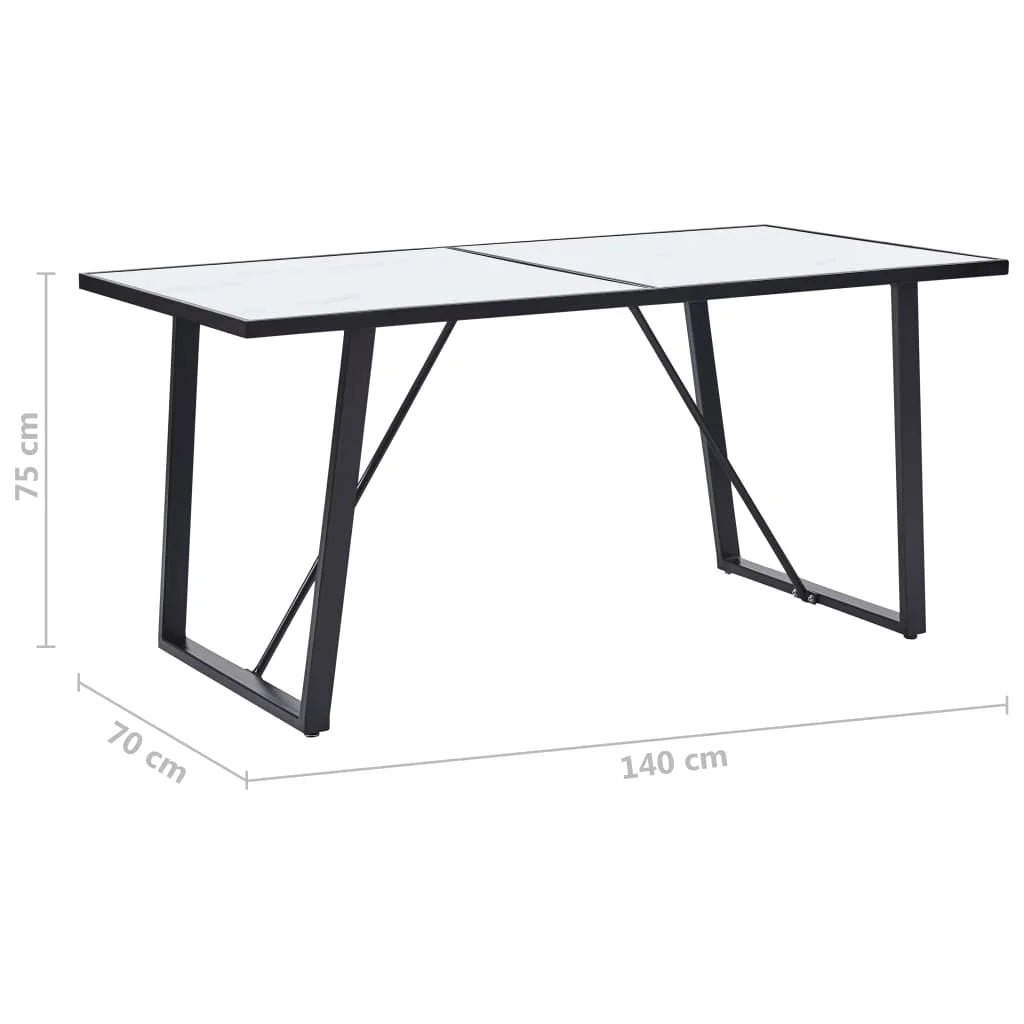 White Tempered Glass Dining Table R800