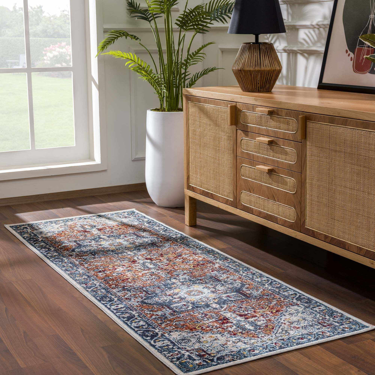 Blue Terra Cotta Cream Persian Area Rug G502518