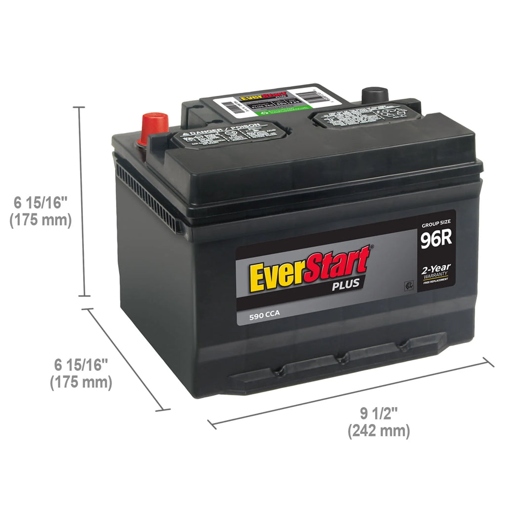 Lead Acid Automotive Battery Group Size 96R 12 Volt 590 CCA P329879