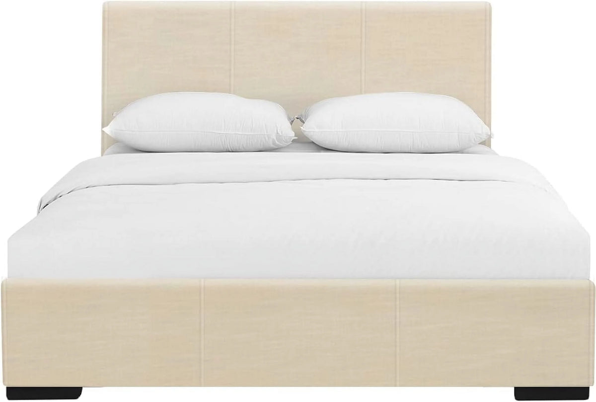 Beige Upholstered Platform Bed Frame Full C3169