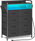 Black 8 Drawer Fabric Dresser with Wood Top K64677