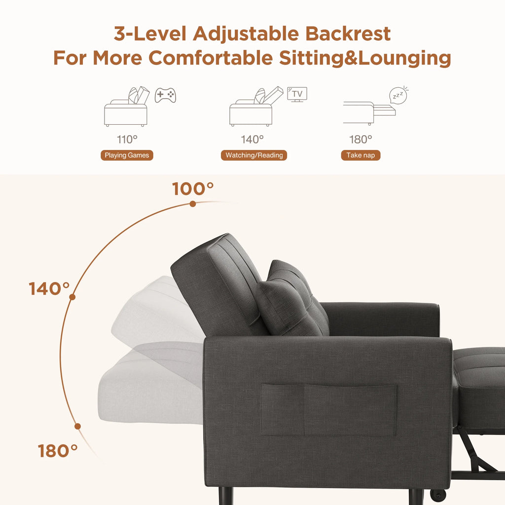 Grey 3 in 1 Convertible Sofa Bed Chair Z5536
