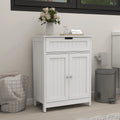 White Wood Bathroom Floor Cabinet 2 Doors 1 Drawer O613053