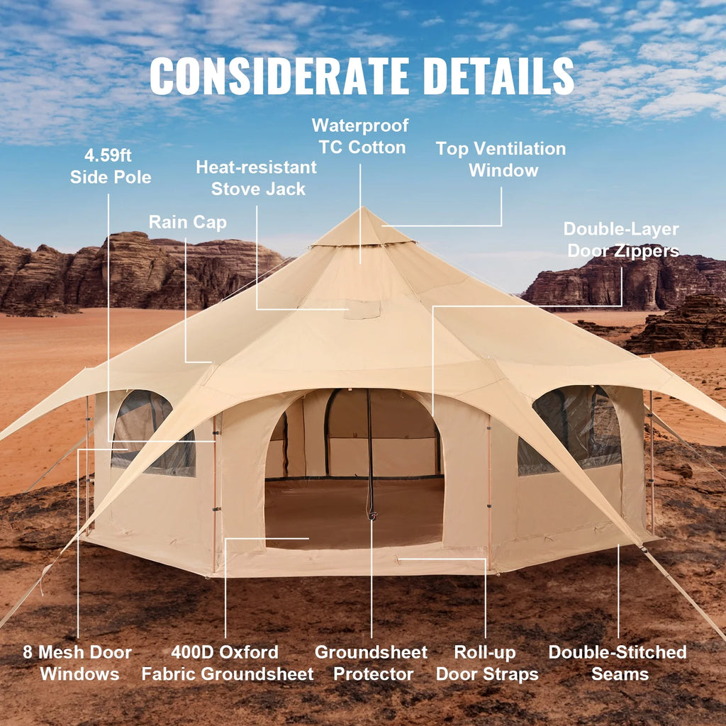 Canvas 4 Seasons Bell Tent with Stove Jack G648