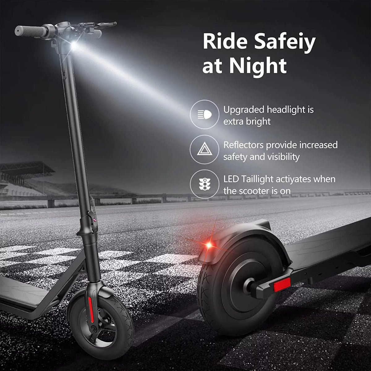 Electric Scooter 450W Motor 22 Miles Range 19MPH 10in Solid Tires Folding X90496
