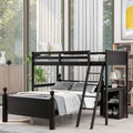 Wood Twin Over Full Loft Bed with Cabinet and Ladder B955512