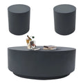 Slate Black Round Coffee Table End Table Set of 3 T51949