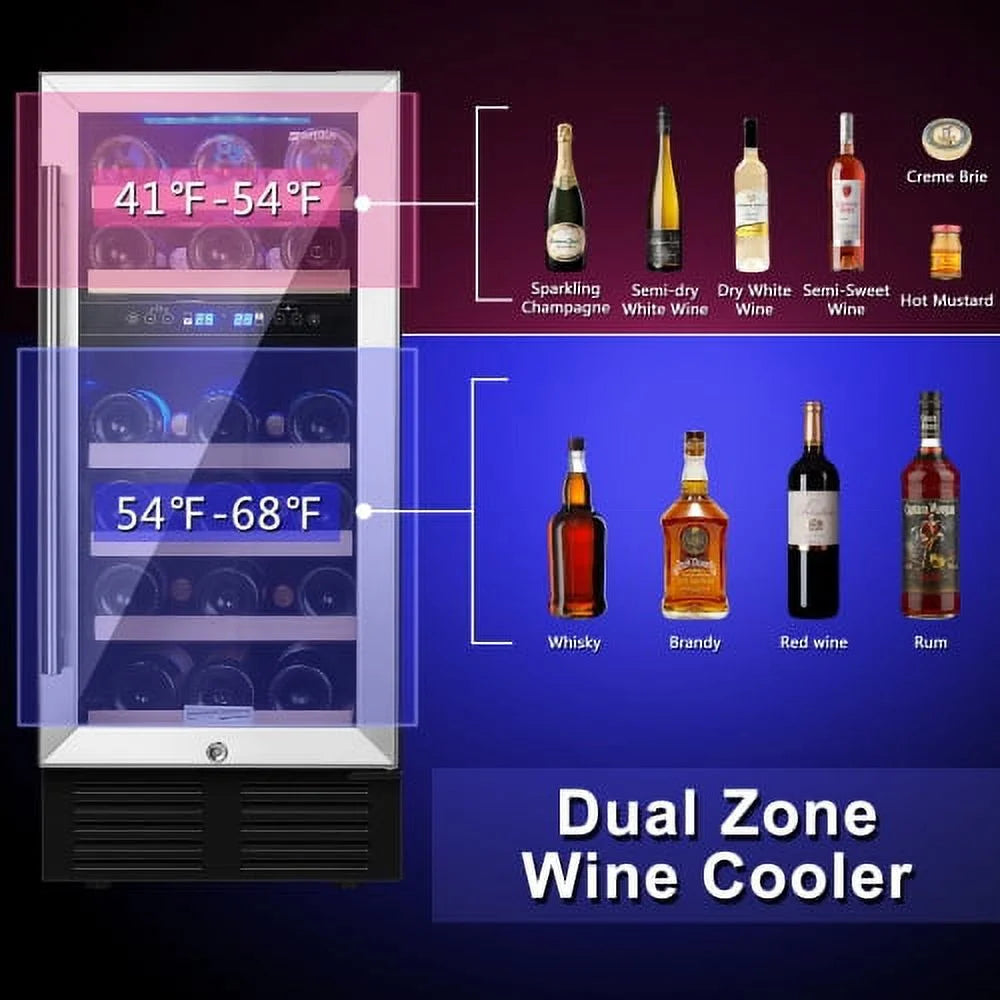 15 Bottle Dual Zone Stainless Steel Wine Cooler I444056