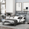 Twin Size Metal Car Shaped Bed Frame with Wheels T425213