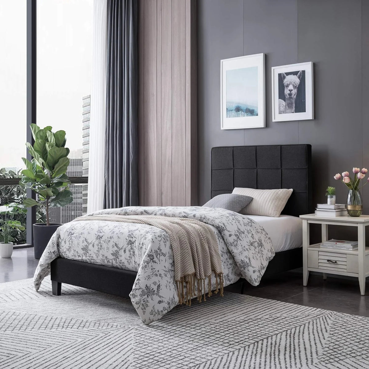 Contemporary Upholstered Platform Bed L94502