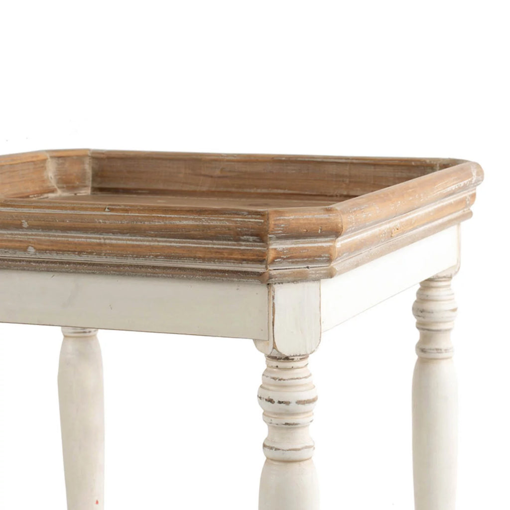 Aged White Square Side Table E7351