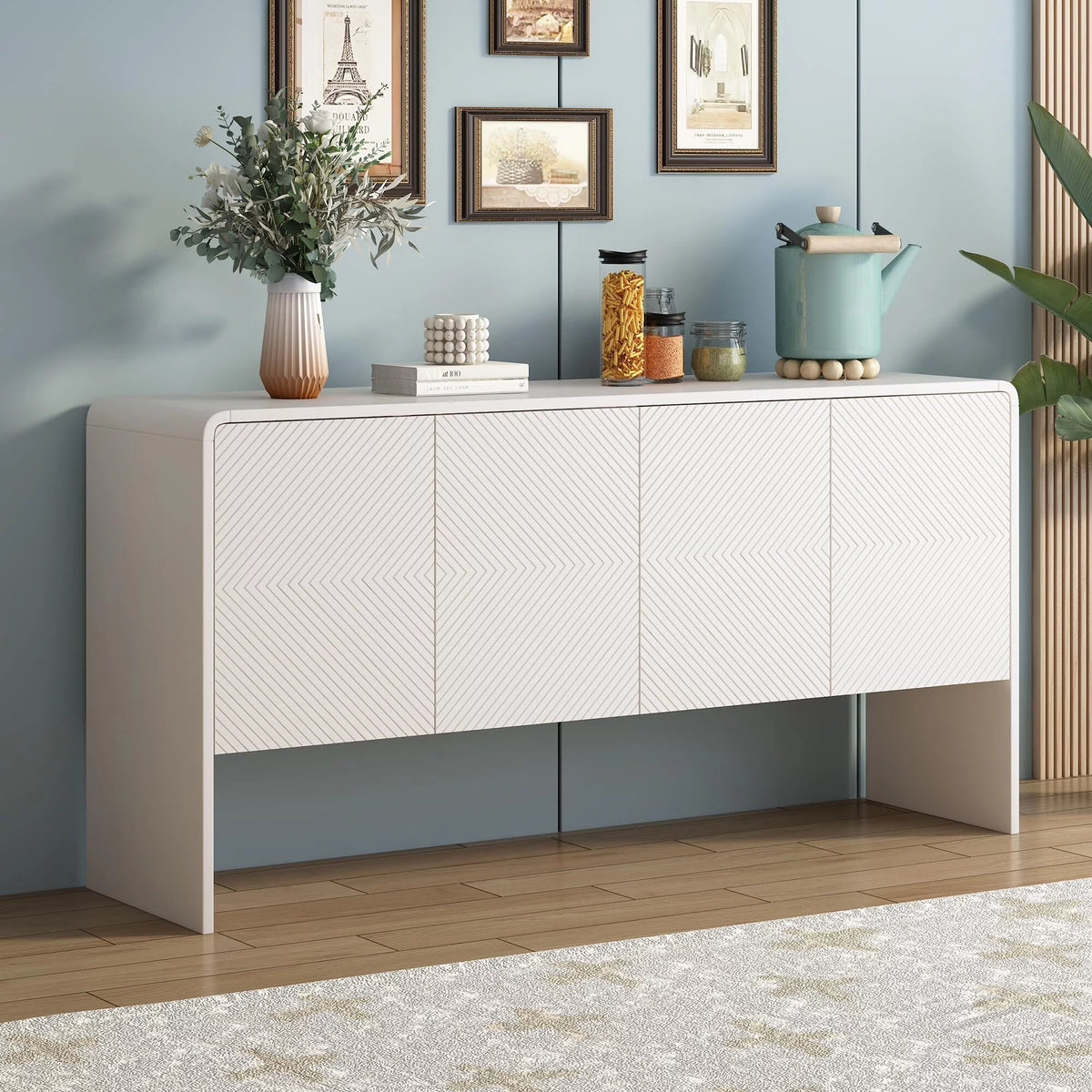 60" Wooden Sideboard with 4 Doors Z324