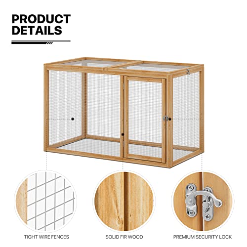 Wood Chicken Cage Rabbit Hutch with Openable Roof and Side Door, 45 x 24 x 28 inch A993