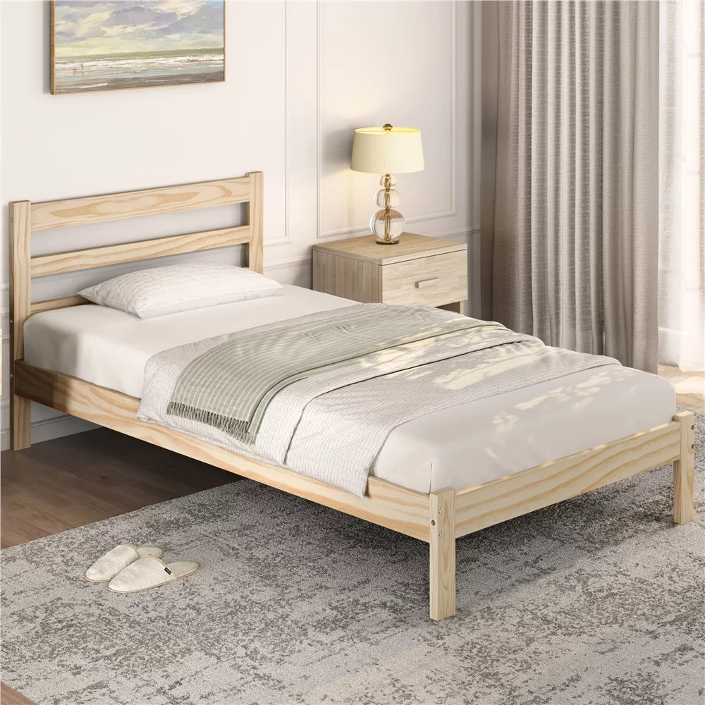 Queen Wooden Platform Bed Frame with Headboard F57987