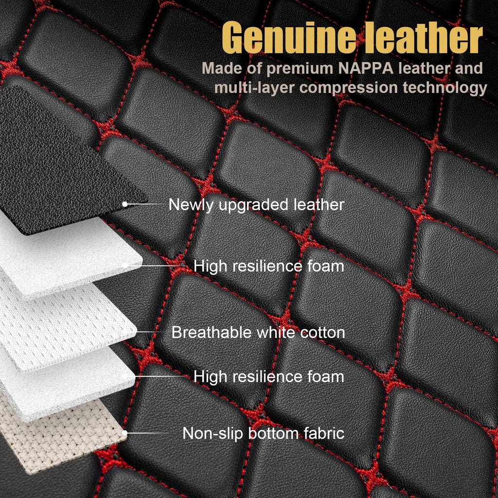 Leather Car Floor Mats 1st & 2nd Row Black V453551