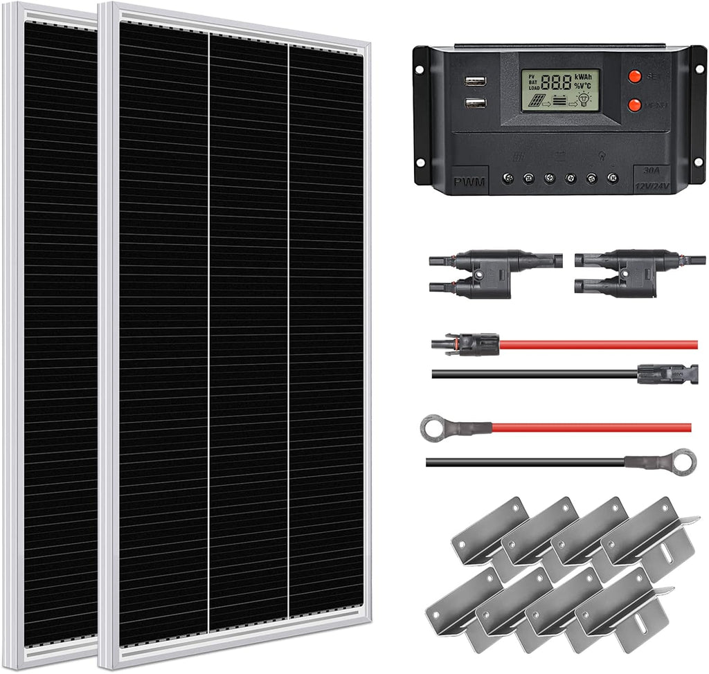 12 Volt 200 Watt Monocrystalline Solar Panel Starter Kit G89468