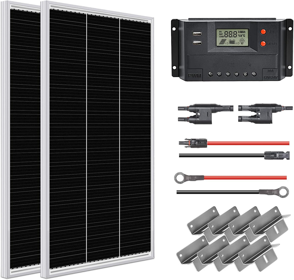 12 Volt 200 Watt Monocrystalline Solar Panel Starter Kit G89468