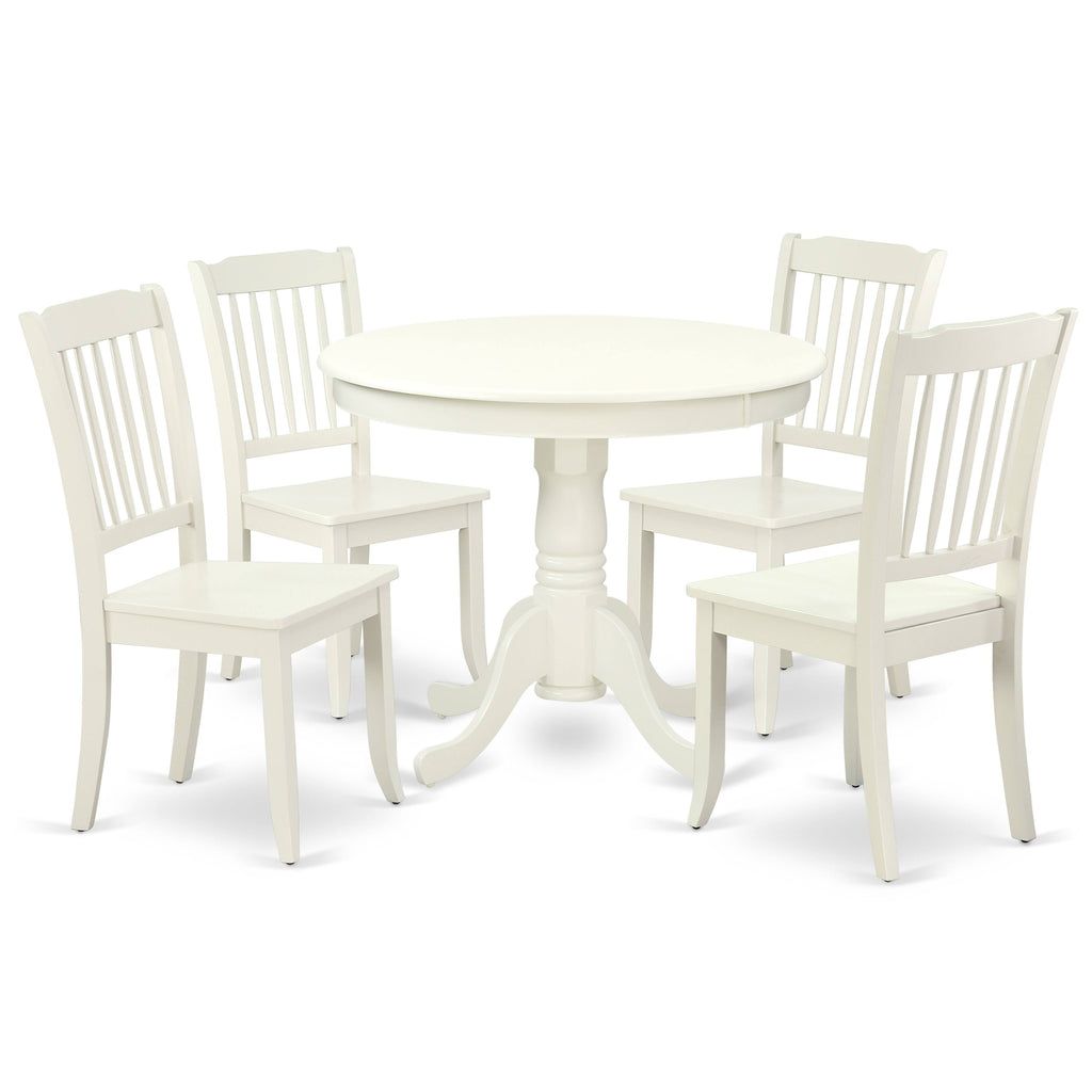 5pc Round 36 inch Table and 4 Vertical Slatted Chairs Y41809