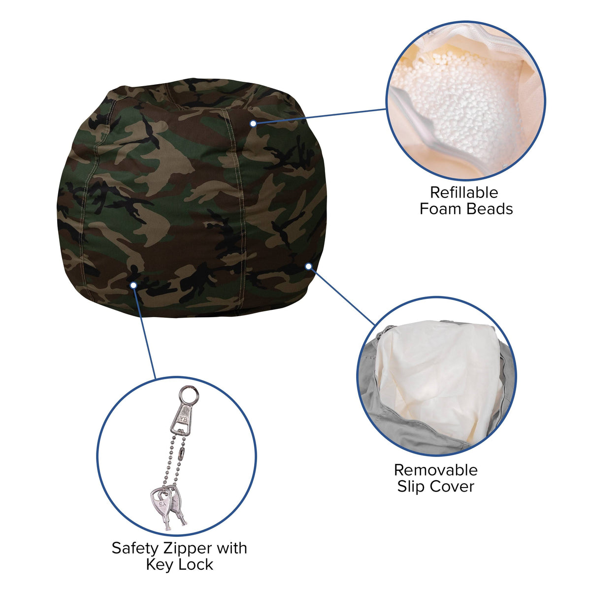 Small Refillable Bean Bag Chair S971