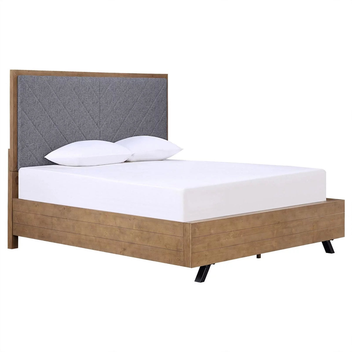 5-piece Wood Eastern King Bedroom Set Light Honey Brown and Gray T585862