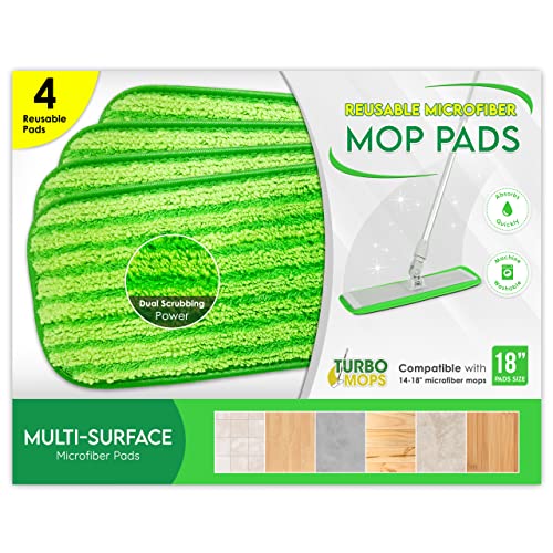 Microfiber Mop Pads 4 Pack Reusable Washable Cloth Mop Head 18 Inch B626783