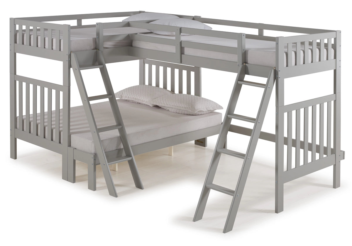 Twin Over Full Wood Bunk Bed with Tri-Bunk Extension D976528