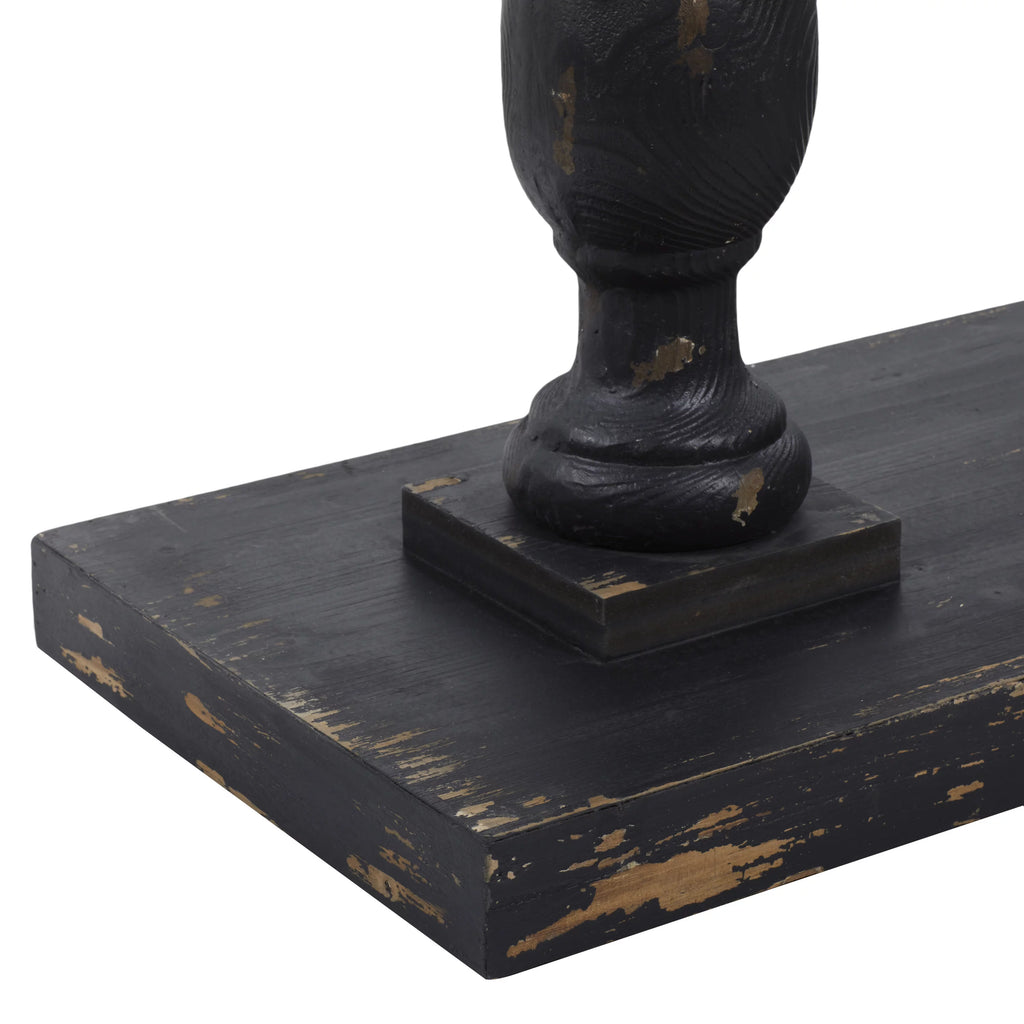 Black Wood Distressed Console Table with Brown Wood Top P8030