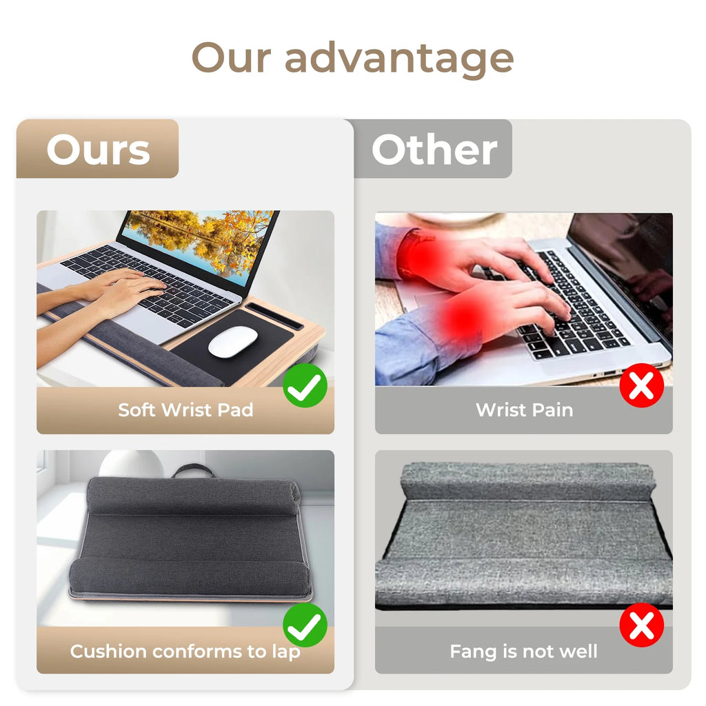 Portable Lap Laptop Desk with Cushion, Mouse Pad & Phone Slot Z1348
