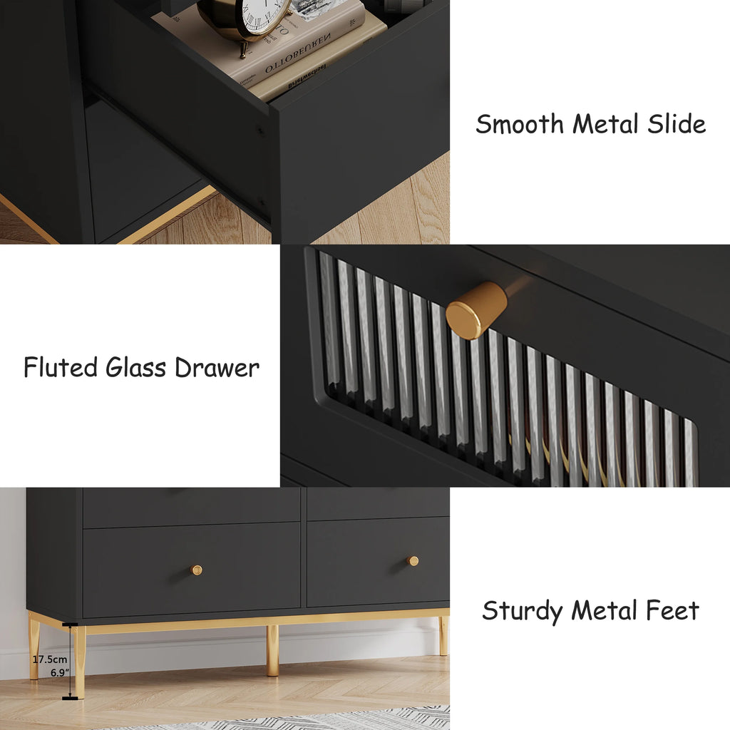 White 7 Drawer Glass Dresser P88622