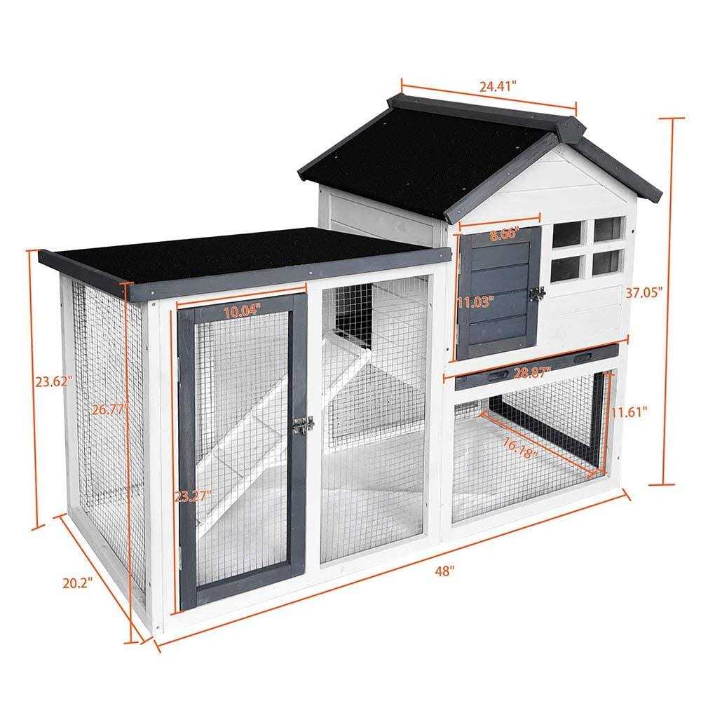 48”L Rabbit Hutch Wood Pet Cage J307415