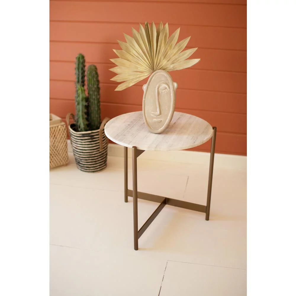Iron Side Table With Marble Top W31354
