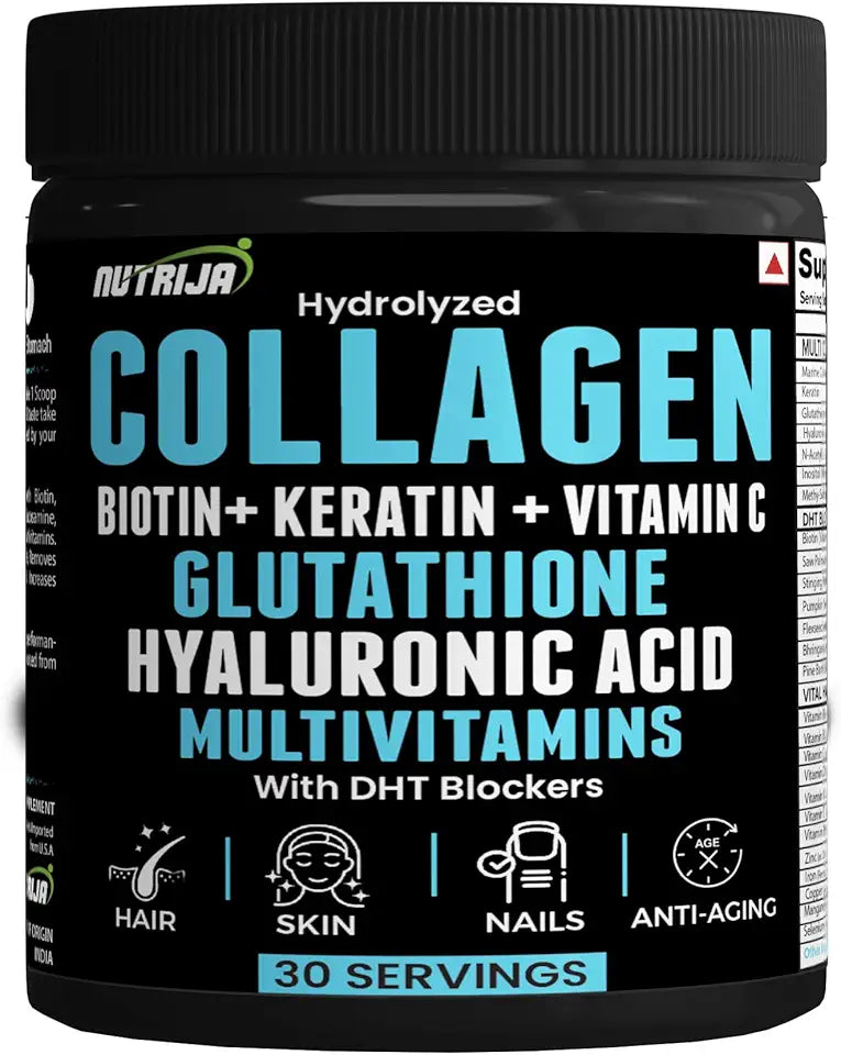 Collagen Powder with Glutathione, Hyaluronic Acid, Vitamin C, E, Zinc, 30 Servings B3050
