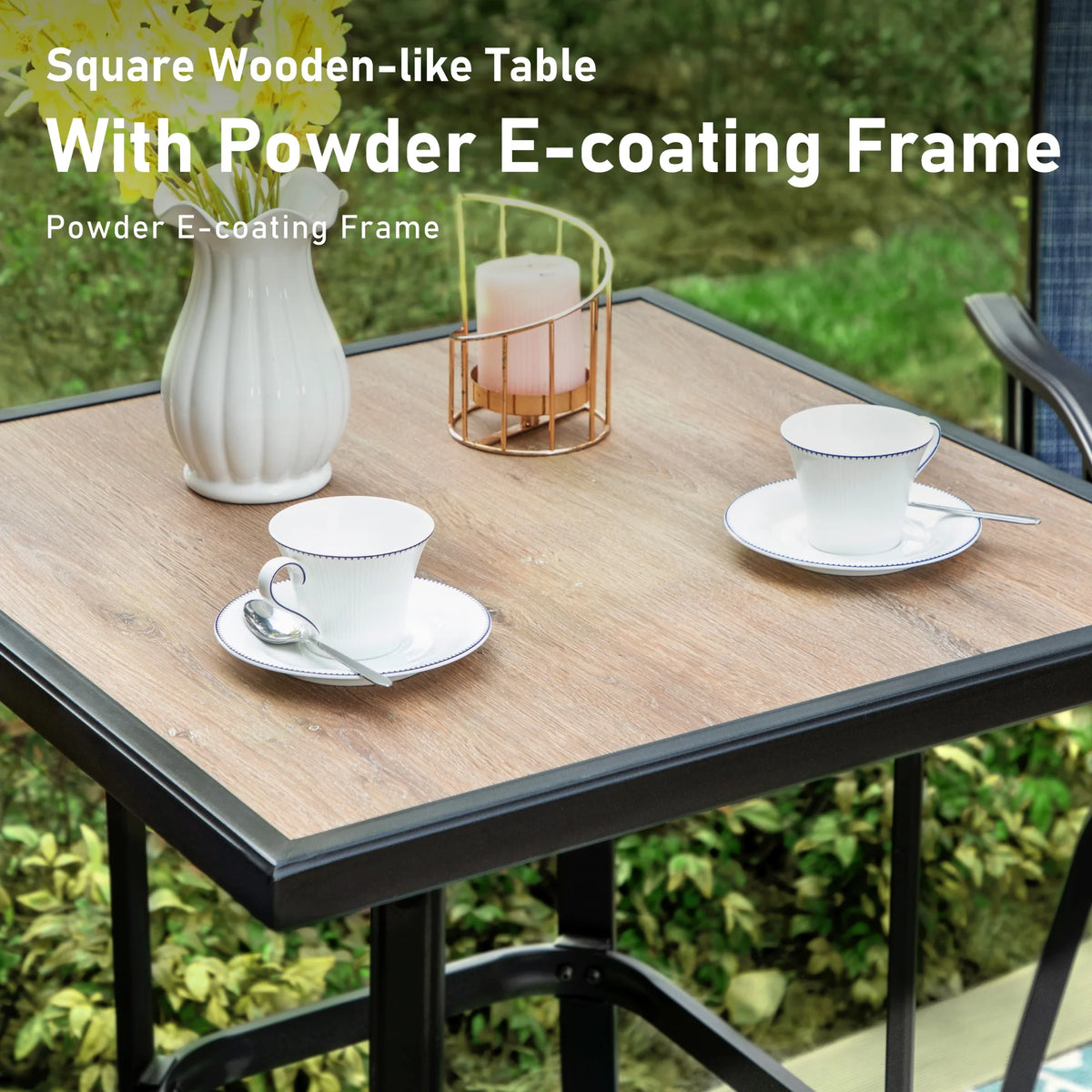 3 Pieces Outdoor Swivel Bar Stool Bistro Set Y720