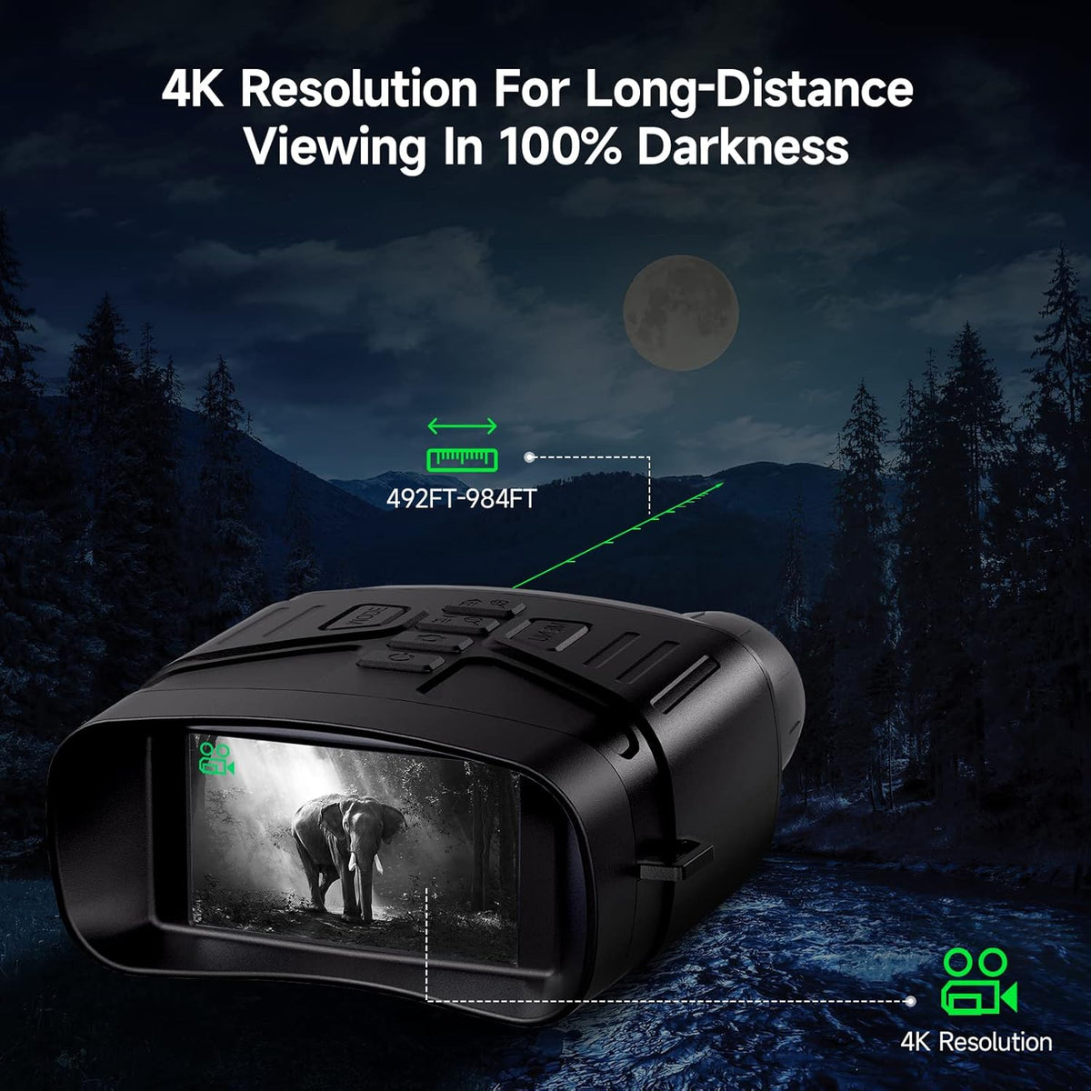 Night Vision Binoculars Goggles with 3'' Screen Rechargeable Lithium Battery S41421