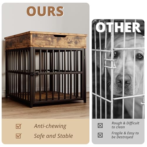 Wooden Dog Crate Furniture with Flip Top Drawer X348587