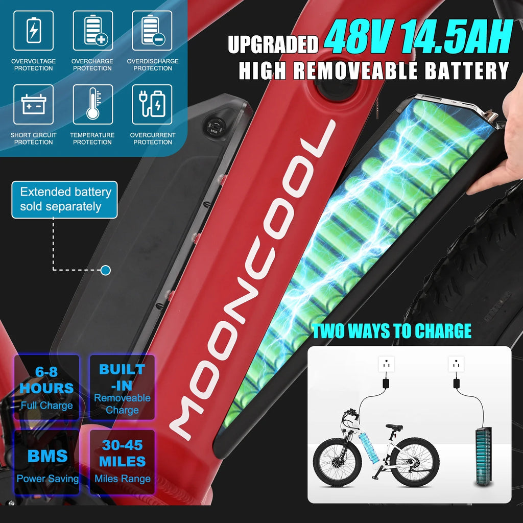 48V 1000W Dual Motors 26 x 4 Fat Tire 7-Speed Electric Mountain Bike H79934
