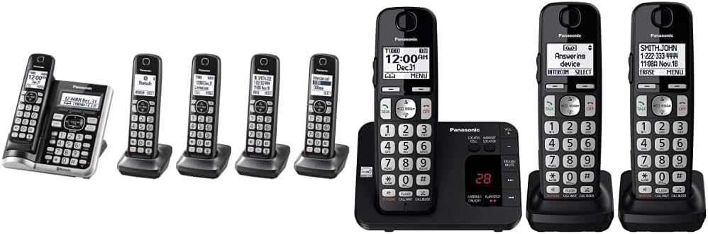 Black Cordless Phone System with 5 Handsets J68668