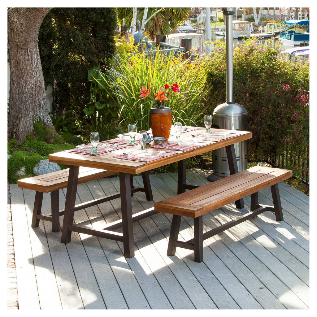 3-Piece Rustic Wood Patio Dining Set Z819170