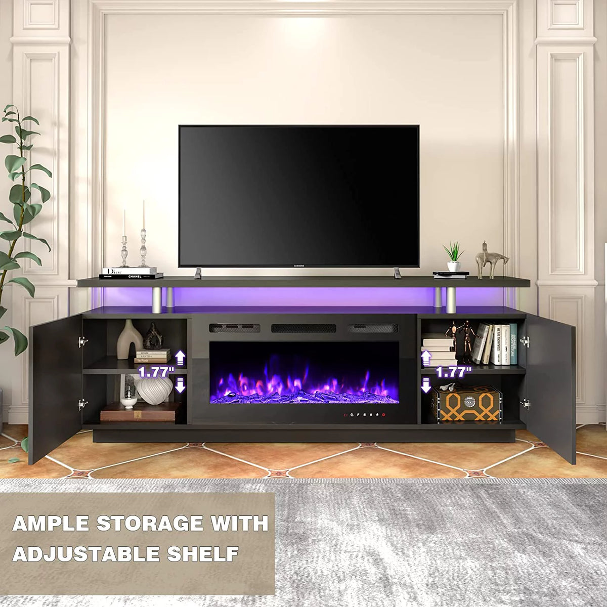 White Fireplace TV Stand with 40'' Electric Fireplace B291